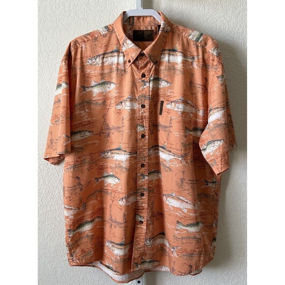 Magellan Sportswear Mens‎ XL Orange Fish & Lure Graphics Button Down Shirt - Picture 3 of 10